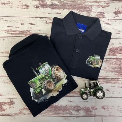 Tractor polo navy Green tractor