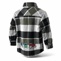 Tractor shacket shirt checked green black and white