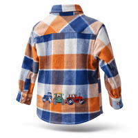 Tractor shacket shirt checked tan blue