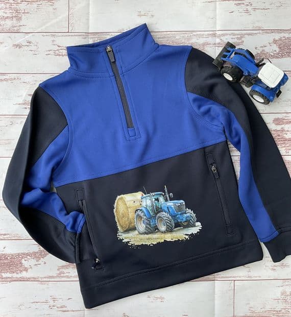 Tractor sweat track top blue
