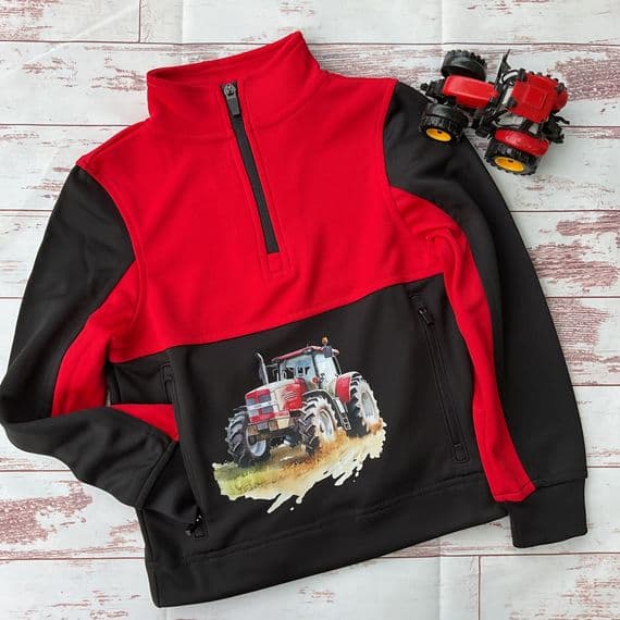 Tractor sweat track top red