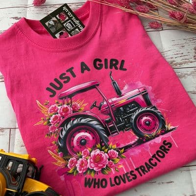 Tractor T-shirt cerise pink printed