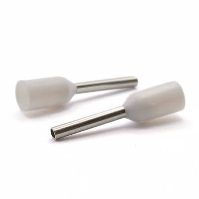 0.5mm White Single Entry Bootlace Ferrules