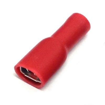 2.8mm Fully Insulated Female Spade Crimp Connectors - Red