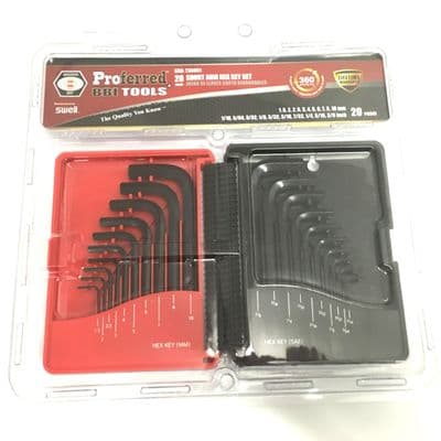 20 Piece Metric & Imperial Short Arm Hex Allen Key Set (Black)