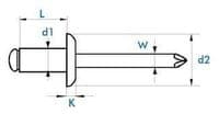 4.0mm x 16mm Blind Pop Rivets - Aluminium / Zinc Plated Steel