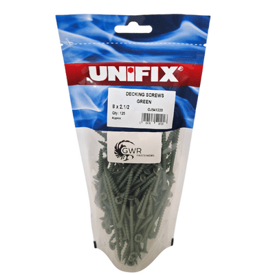 4.0mm x 75mm UNIFIX Pozi Countersunk Decking Screws - Steel Magsho Green Coated (100 Pack)