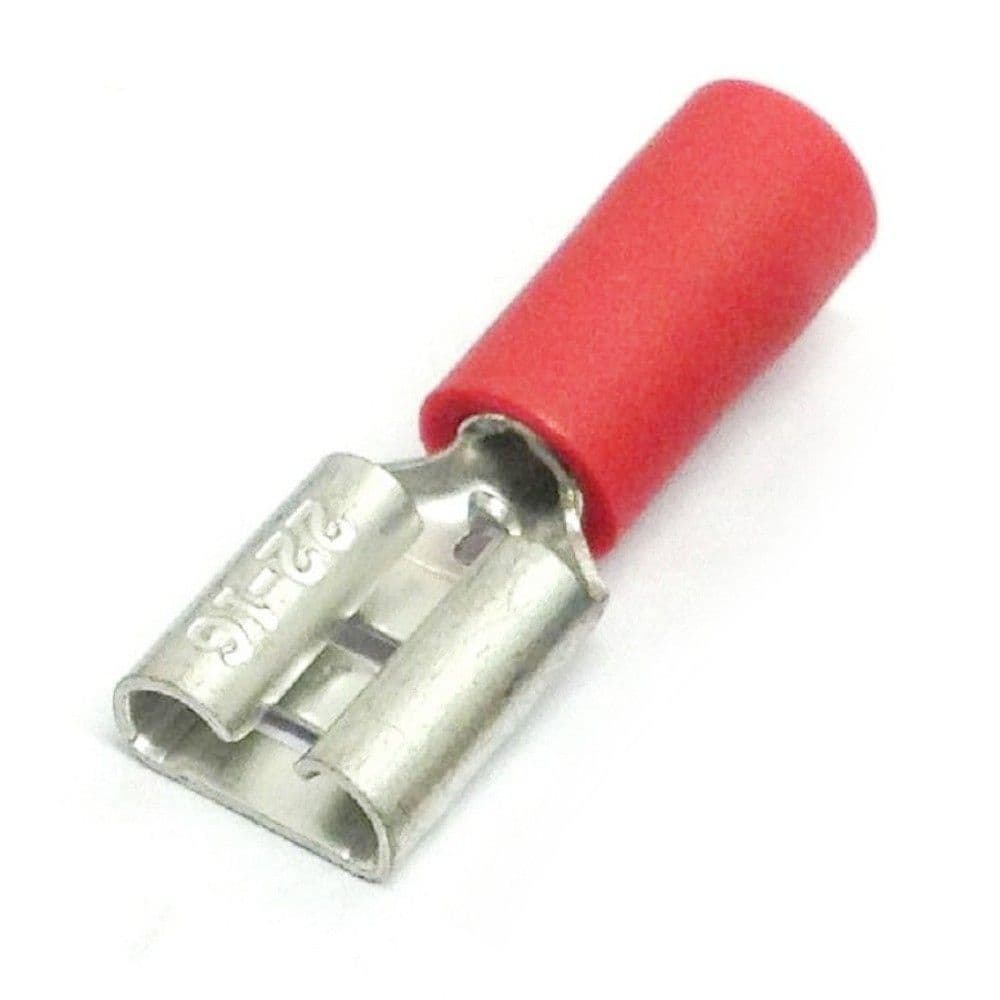 Spring Connector Red 4.8mm Female Spade Crimp Connectors - Red