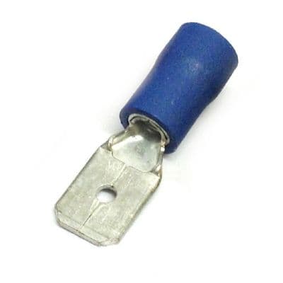6.3mm Male Spade Crimp Connectors - Blue