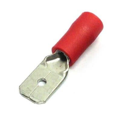 6.3mm Male Spade Crimp Connectors - Red