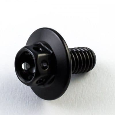 Aluminium Large Race Head Bolts M6 x 1.0mm x 12mm(16mm Flange Diameter) - Black