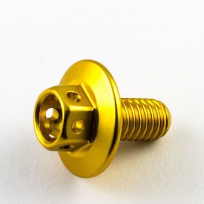 Aluminium Large Race Head Bolts M6 x 1.0mm x 12mm(16mm Flange Diameter) - Gold