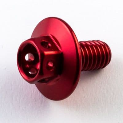 Aluminium Large Race Head Bolts M6 x 1.0mm x 12mm(16mm Flange Diameter) - Red