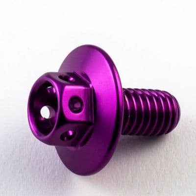 Aluminium Large Race Head Bolts M6 x 1.0mm x 12mm(16mm Flange Diameter) - Violet