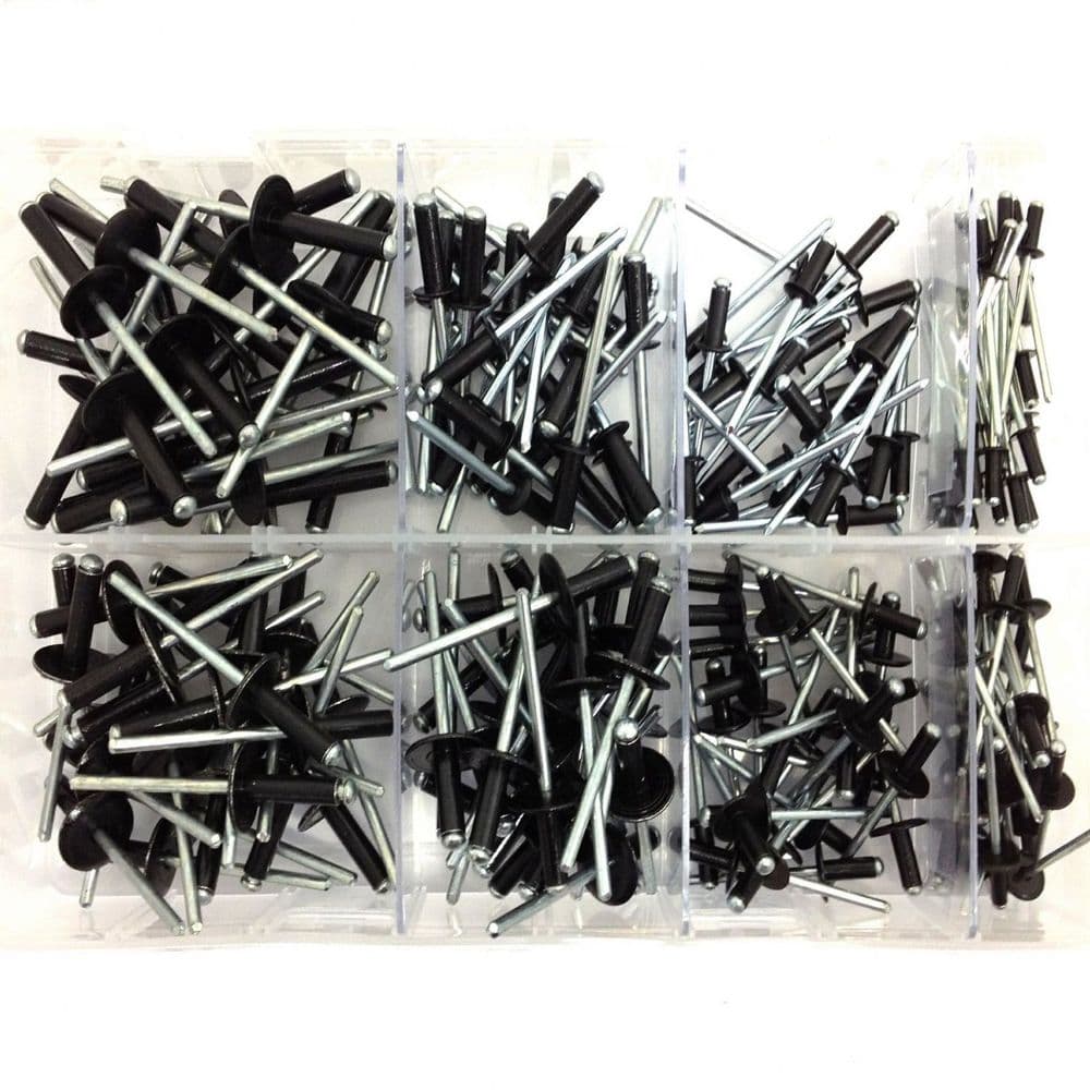 Assorted Black Pop Rivets 200pcs
