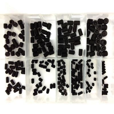 Assorted Cup Point Grub Screws (Metric) - High Tensile Steel Self Colour (250pcs)