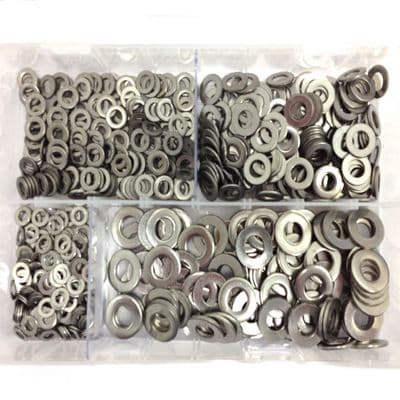 Assorted Form B Flat Washers - A2 Stainless Steel (550pcs)