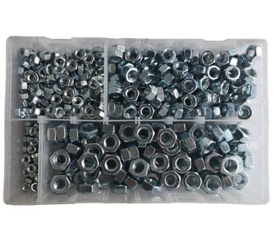 Assorted Full Nuts (Metric) - Steel Zinc Plated (450pcs)