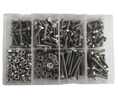 Assorted M6 Setscrews, Nuts & Washers - A2 Stainless Steel (480pcs)