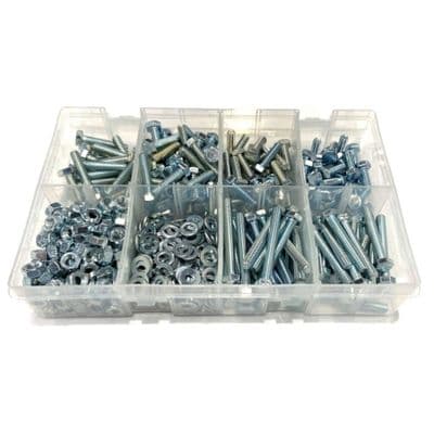 Assorted M6 Setscrews, Nuts & Washers  - Steel Zinc Plated (490pcs)