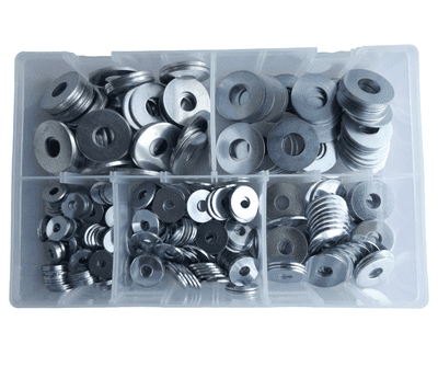 Assorted Penny Washers (Metric) - Steel Zinc Plated (350pcs)