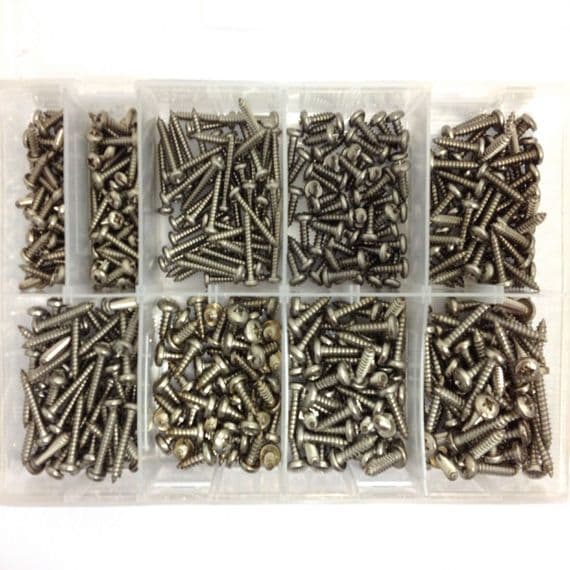 Assorted Self Tapping Screws - A2 Stainless Steel (450pcs)