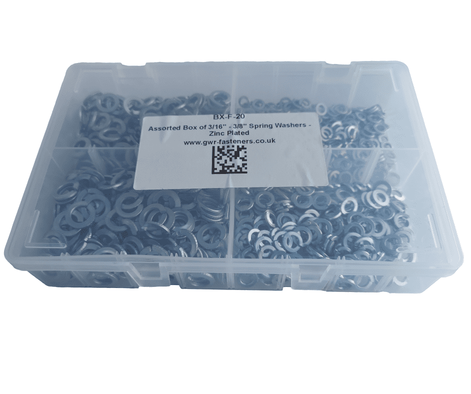 Assorted Spring Washers Imperial - Steel Zinc Plated 1000pcs