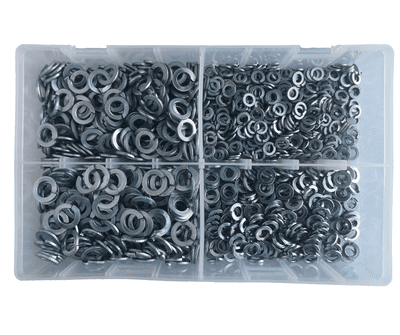 Assorted Spring Washers (Imperial) - Steel Zinc Plated  (1000pcs)