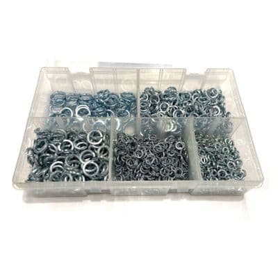 Assorted Spring Washers (Metric) - Steel Zinc Plated (1000pcs)