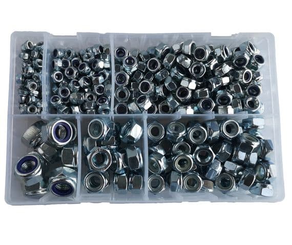 Assorted T Type Nyloc Nuts (Metric) - Zinc Plated (400pcs)