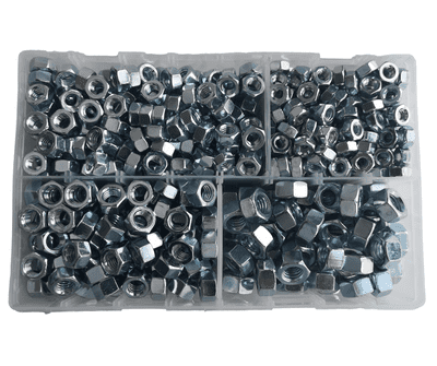 Assorted UNC Full Nuts - Steel Zinc Plated (550pcs)