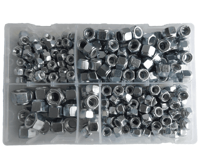 Assorted UNF Nyloc Nuts - Steel Zinc Plated (325pcs)