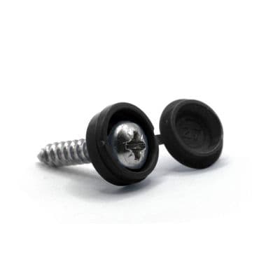 Black Plastic Cap & Metal Number Plate Screws