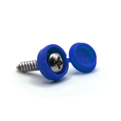 Blue Plastic Cap & Metal Number Plate Screws