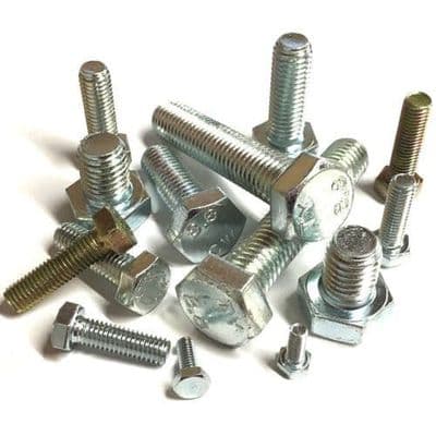 Box of 100 - M12 x 1.5mm x 50mm Fine Pitch Hexagon Setscrews (ISO 8676) - Steel 10.9 High Tensile Zinc Plated