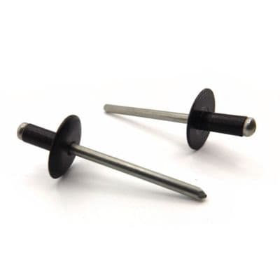 Large Flange Blind Pop Rivets - Black Aluminium