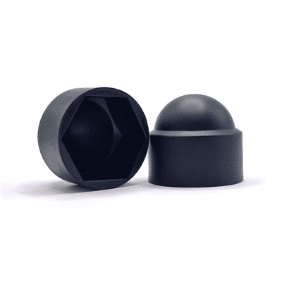 M10 (17mm A/F) Hex Nut & Screw Cover Caps - Black Plastic Polyethylene