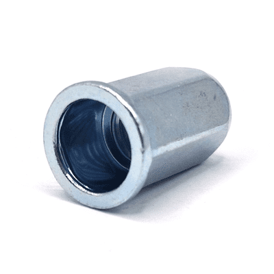 M10 Full Hexagon Flat Head Rivet Nut - Steel Zinc Plated