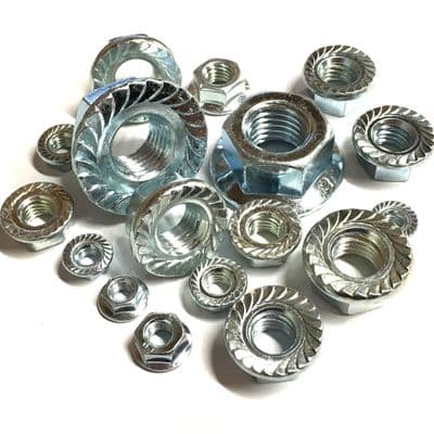 M10 Serrated Flange Nuts (DIN 6923) - Steel Gr.8 Zinc Plated - Pack of 50
