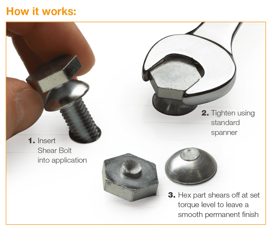 M10 x 50mm - Hafren Button Head Shear Security Bolt - A2 ST ST - Box of 50