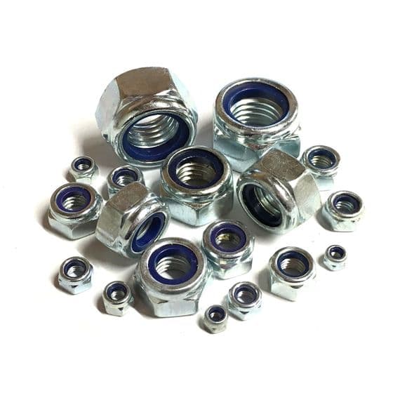Metric Fine Pitch Nyloc Nuts - Bright Zinc Plated Steel