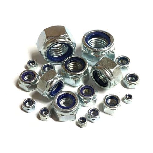 Metric Fine Pitch Nyloc Nuts - Bright Zinc Plated Steel
