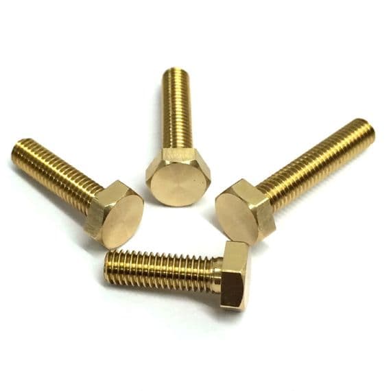 M16 x 40mm Hexagon Setscrews (DIN 933) - Brass