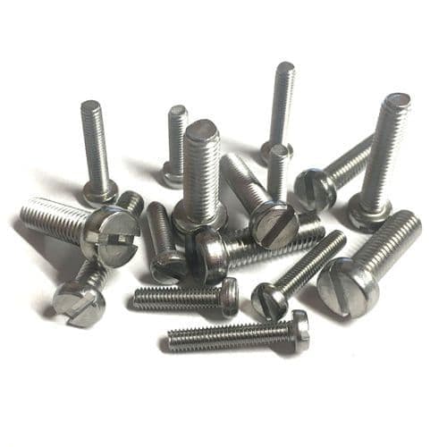 M2.5 x 12mm Slotted Cheese Head Screws (DIN 84) - A2 Stainless Steel