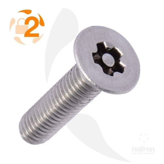 M3 x 10mm 5-Lobe Pin Countersunk Security Screws - A4 Stainless Steel - Box of 100