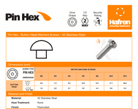M3 x 10mm Hex Pin Button Head Security Screws - A2 Stainless Steel