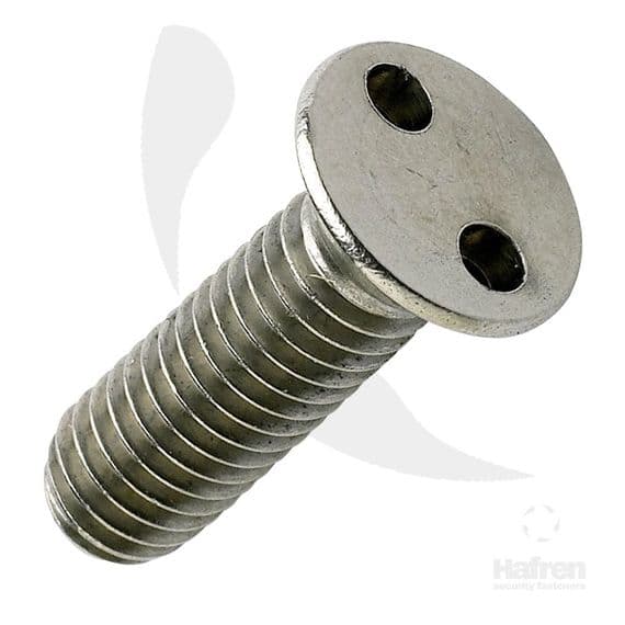 M3 x 25mm 2-Hole Countersunk Security Screws - A2 Stainless Steel
