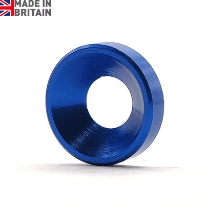 M4 x 10mm O/D Countersunk Washers - 6082 Aluminium Anodised Blue
