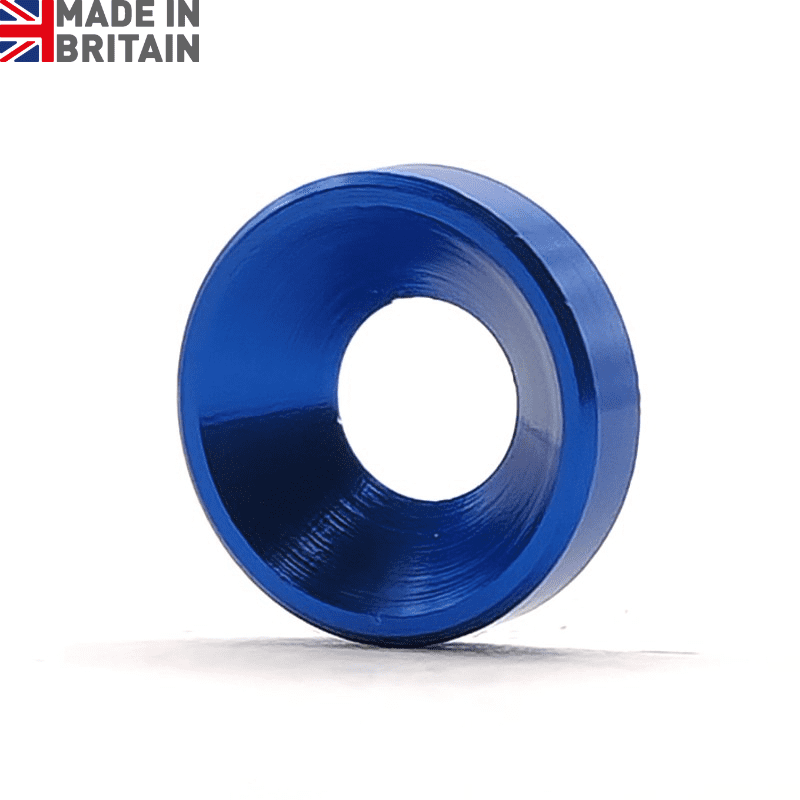 Nu051 Set Of 10 X Blue / Silver Countersunk Aluminium Washers Fairing Alloy Washer Nu051 Set Of 10 X Blue / Silver Countersunk Aluminium Washers Fairing Alloy Washer