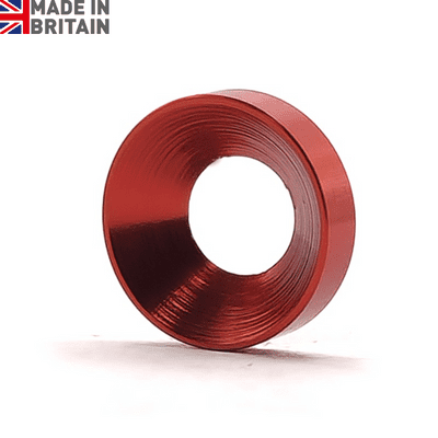 M4 x 10mm O/D Countersunk Washers - 6082 Aluminium Anodised Red
